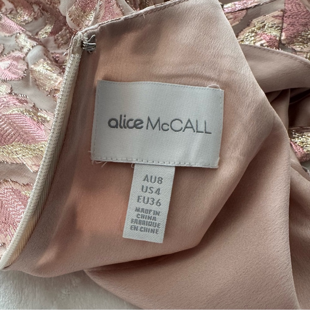 Alice McCall Best Of You Silk Midi Dress in Champagne Metallic Pink 4 Gown Event - Picture 8 of 11